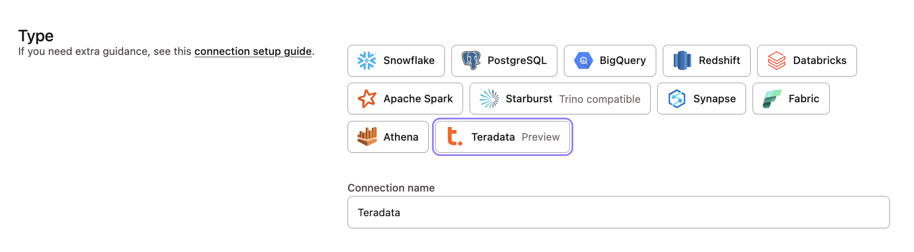 dbt - Choose Teradata Connection